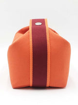 Hermes Bride-a-brac Travel Case In Orange & Burgundy Toile Canvas Fw0326wxzdu