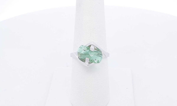 Strell 14k White Gold Teal Stone Ring Size 7, 3 Grams Eb0424lxzsa