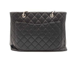 Chanel Grand Shopping Tote In Black Diamond-quilted Caviar Leather Fw1225lrzxdu