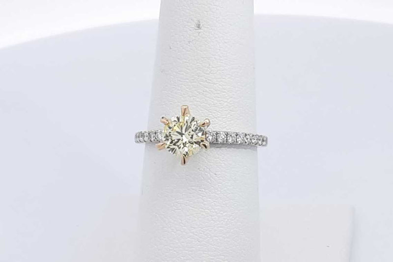 0.96ctw Diamond Ring In 18k White & Yellow Gold 3 Grams Size 6.5 Eb0225loxzsa
