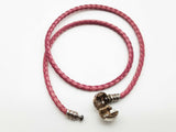 Pandora Moments Double Pink Braided Leather Bangle Bracelet 7.25 In Do0726lxde