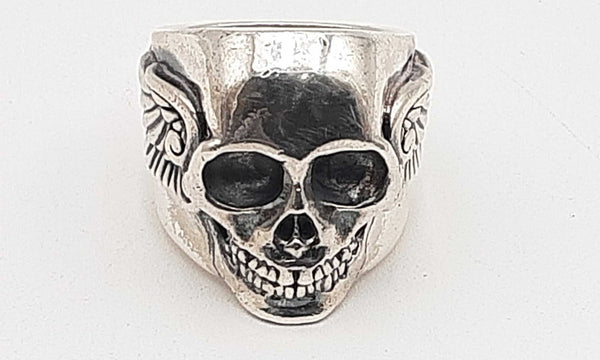 King Baby Sterling Silver 49.09g Winged Skull Ring Size 11 Doexsa 144010033448