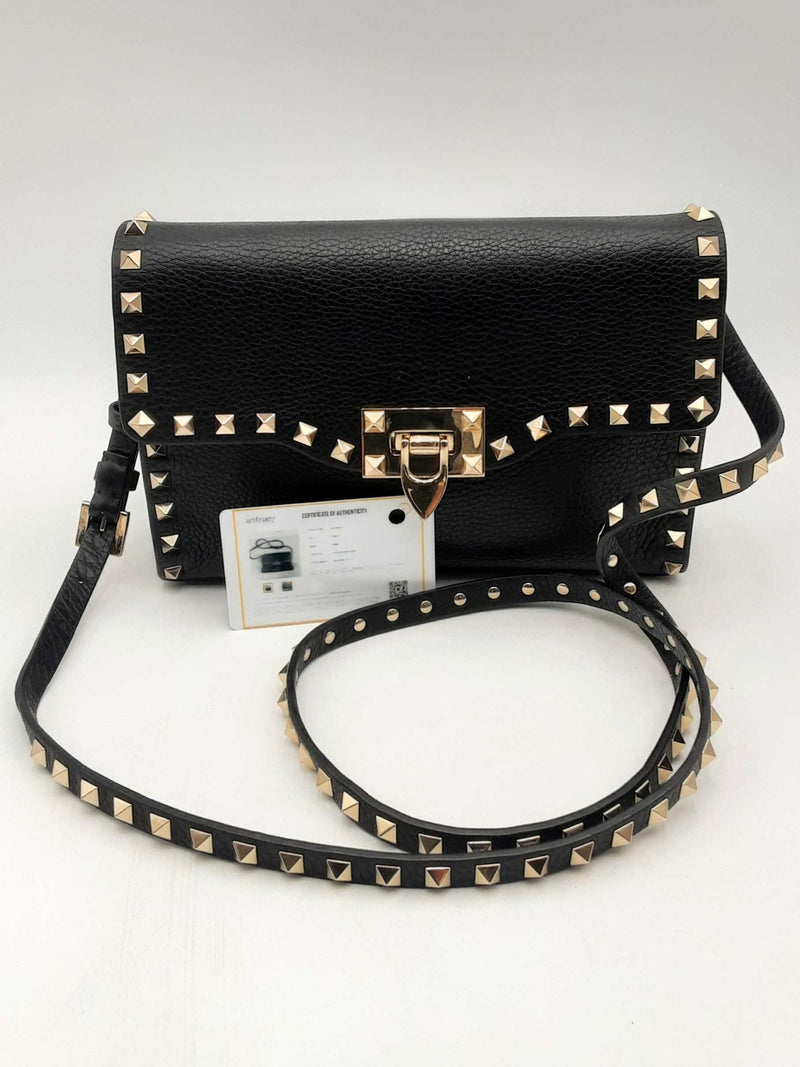 Valentino Rockstud Black Leather Crossbody Bag Eb1224pxzsa