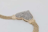 10k Yellow Gold Diamond Heart Centerpiece Necklace 13.6 Grams 16 In Eb1026ixzsa