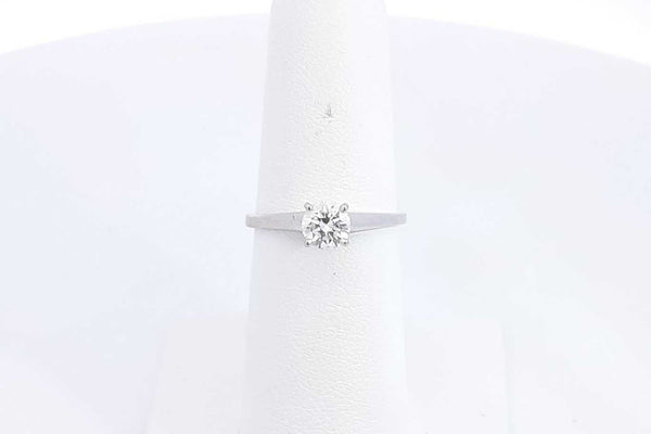 Diamond Solitaire Approx. 0.53ctw Ring In 14k White Gold 2.12g Sz 6 Eb1023corsa