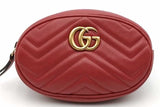 Gucci Gg Marmont Quilted Chevron Red Leather Belt Bag Size 85/34 Eb0926wxzsa