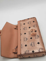Mcm Metallic Rose Visetos Crossbody Wallet With Chain Eb0626lxzsa
