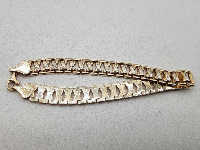 10k Two-tone Yellow White Gold 7.2g Bracelet 7.5 In Do1224oerde