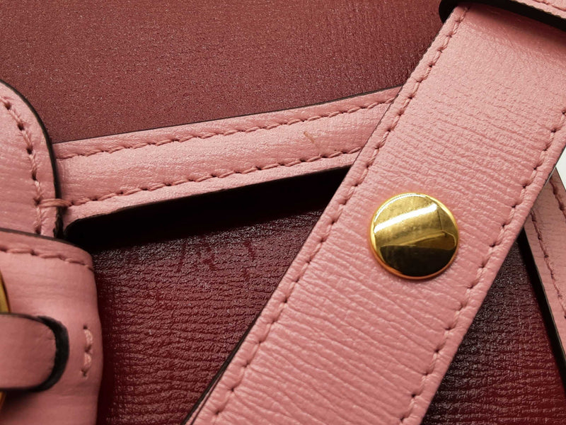 Gucci 602204 Horsebit 1955 Red Pink Leather Shoulder Bag Do1224llxzde