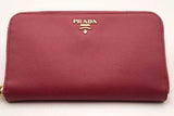 Prada Dark Pink Saffiano Leather Zip Around Wallet Eb1124crsa