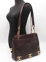 Chanel Triple Coco Mark Shoulder Bag In Brown Caviar Leather Fw0426llzxdu