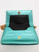 Tom Ford Label Mini Bag Metallic Lagoon Green Leather Handbag Do0926rrxde