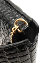 Yves Saint Laurent Cassandre Phone Holder In Croc-embossed Leather Fw0825wzxdu