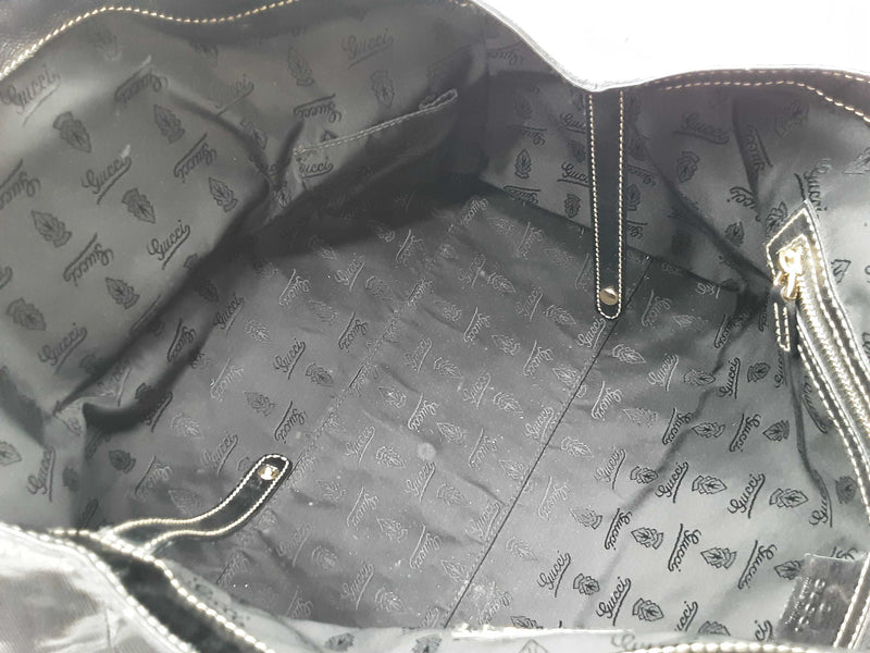 Gucci 162094 Britt Gg Web Black Patent Leather Tote Bag Do0425oxzde