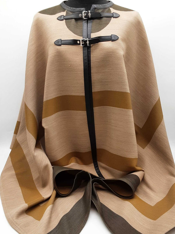 Louis Vuitton Brown Striped Wool Silk Cape Poncho Size Tu Fits Most Do0425sxzde