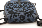 Prada Corsaire Denim Messenger Bag With Back Floral Embroidery Eb0626rxzde