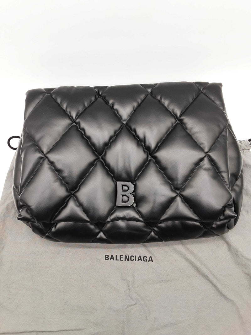 Balenciaga Touch Puffy Black Quilted Leather Large Clutch Do0824wxzde