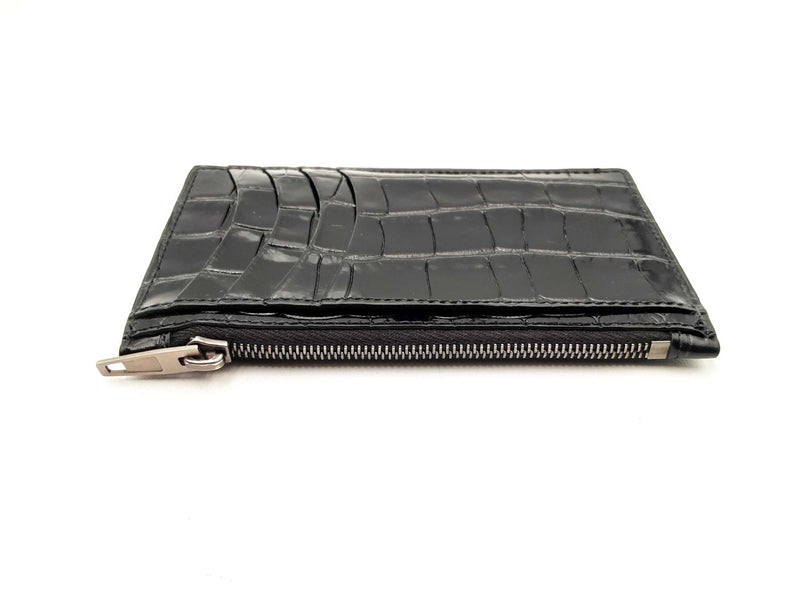 Balenciaga Crocodile-embossed Hourglass Zip Card Wallet Fw1224lrxsa