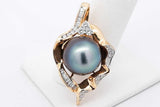 18k Yellow Gold Diamond & Faux Tahitian Pearl Pendant 11.1 Grams Eb1225ixzsa