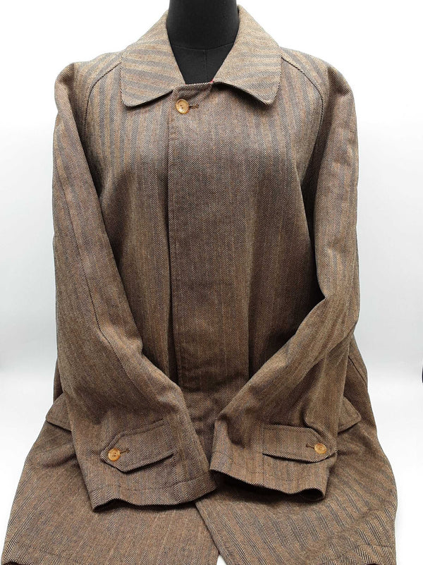 Burberry Brown Cotton Red Quilted Interior Overcoat Jacket Do0325oxzde