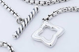 David Yurman Sterling Quatrefoil Box Chain Necklace 41.5g 35.5 Inch Eb1225orxde