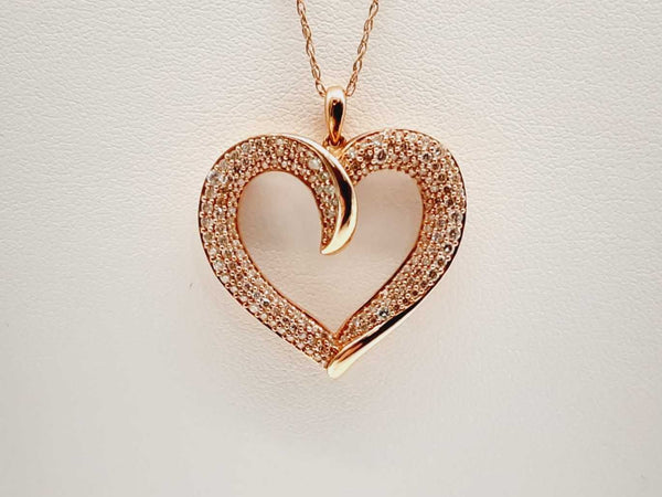 14k Rose Gold Diamonds Heart Pendant Chain 20 In Doisxde 144020000642