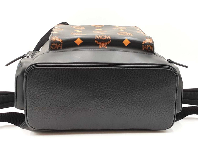 Mcm Brandenburg Visetos Logo Embossed Black Leather Backpack Fw0525wrxdu