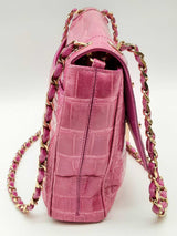 Gianni Versace Pink Crocodile Embossed Leather Shoulder Bag Do1124lxzxde