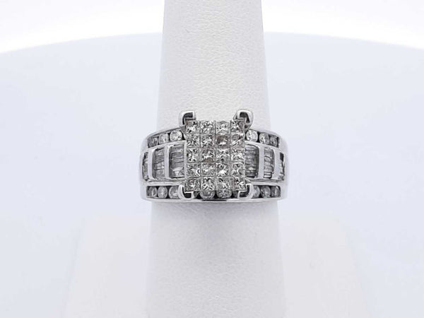 2.08 Cttw Mixed-cut Diamond & 10k White Gold Ring 8.6 Gram Size 7.75 Fw0625prxdu