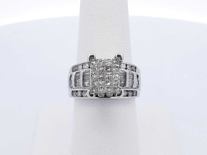 2.08 Cttw Mixed-cut Diamond & 10k White Gold Ring 8.6 Gram Size 7.75 Fw0625prxdu