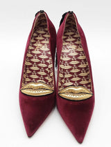 Christian Louboutin Hot Chick Kiss Burgundy Velvet Pumps Size 38 Eb0526oxzsa