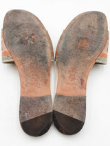 Christian Dior Embroidered Cotton Gold Metallic Dway Slides Sz 35.5 Eb0126lrxdu