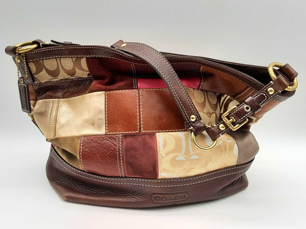 Coach Patchwork Brown Red Suede Leather Canvas Tote Bag Do1024orde Max Pawn