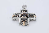 Konstantino Sterling Silver & 18k Gold Onyx Cross Pendant 25.2 Grams Eb0826wrxdu