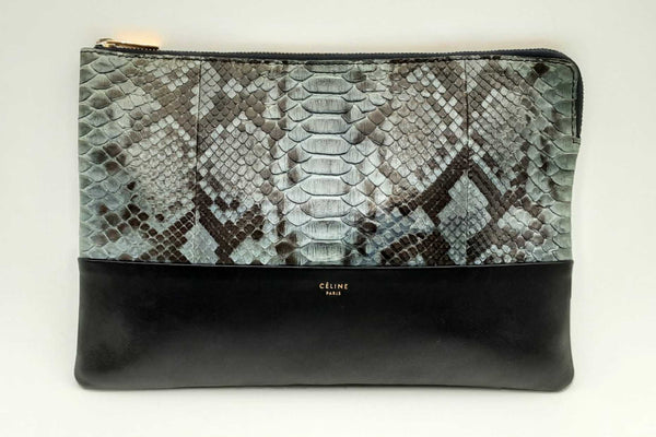 Celine Python & Black Leather Clutch Eb0125oxzsa