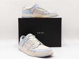 Amiri Skel Low Top Sneakers In White & Powder Blue Leather Size 11 Fw0625lxzdu