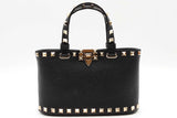 Valentino Garavani Rockstud Mini Black Leather Shopping Tote Bag Eb0326rxzde
