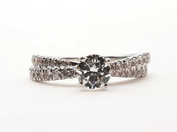 14k White Gold 4.1g 1.0cttw Size 7 Diamond Solitaire Pave Ring Lh0123oxzxde