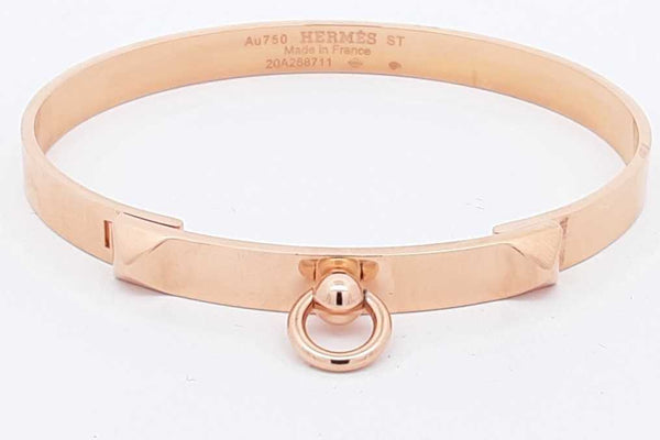 Hermes 18k Rose Gold Collier De Chien Bracelet 25 Grams Size St