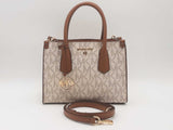Michael Kors Sheila Small Satchel Logo Print Vanilla Aa0726lzxsa