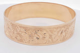 14k Yellow Gold Floral Engraved Bangle Bracelet 40.6 Grams Eb0426ooxzsa