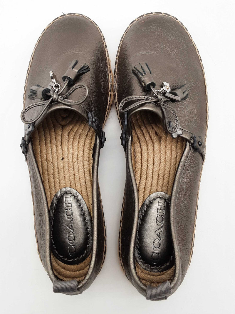 Coach Floralapp Mt Espadrille Gunmetal Silver Slip Ons Size Us 6b Do0425oxde