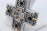 Konstantino Sterling Silver & 18k Gold Onyx Cross Pendant 25.2 Grams Eb0826wrxdu