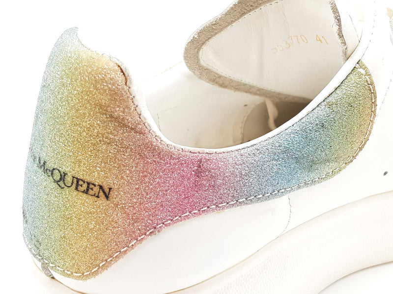 Alexander Mcqueen Oversized White Leather Rainbow Glitter Shoes Eu 41 Do0125crde