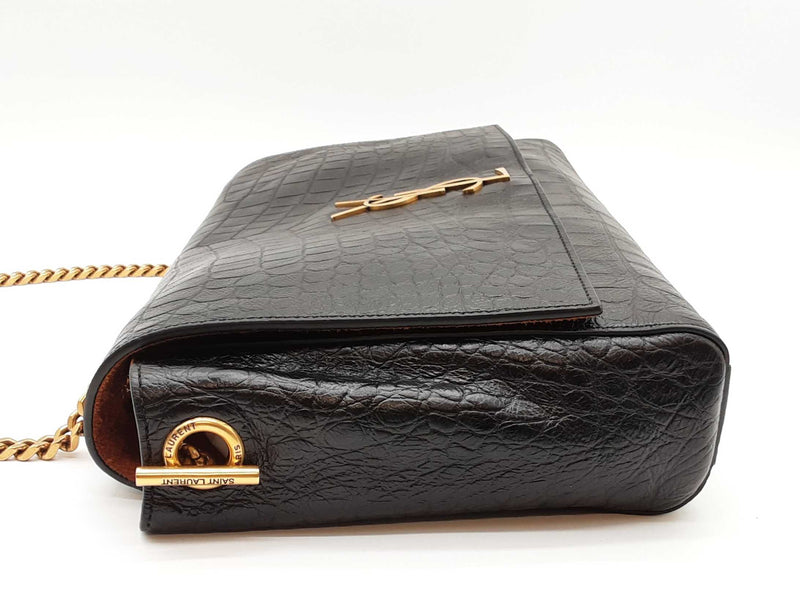Saint Laurent Reversible Kate Croc Embossed Leather Shoulder Bag Sd1025llzxde