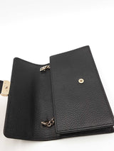 Gucci Black Leather Interlocking G Wallet With Chain Eb0626pxzsa