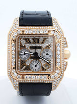 Santos De Cartier 100 Chronograph 10.06 Cttw Diamond & 18k Yellow Gold 41mm Automatic Watch 239 Grams Fw0825rxzxdu