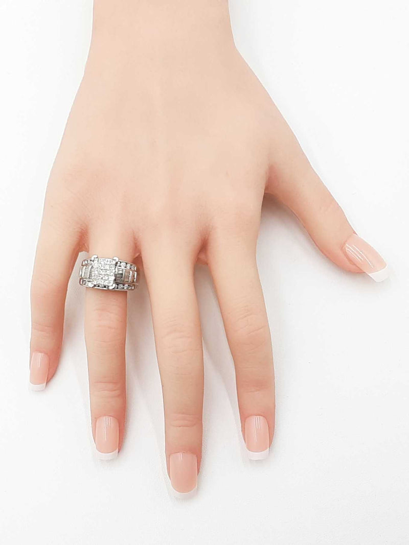 2.08 Cttw Mixed-cut Diamond & 10k White Gold Ring 8.6 Gram Size 7.75 Fw0625prxdu