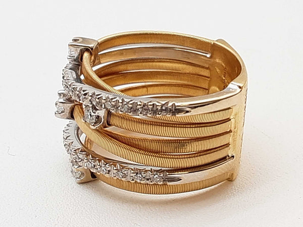 Marco Bicego Goa 7 Strand Diamonds 18k Two Tone Gold 11.6g Ring Size 6 Do0425ixzde
