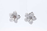 14k White Gold Plumeria Stud Earrings 2.2 Grams Eb0226pxde